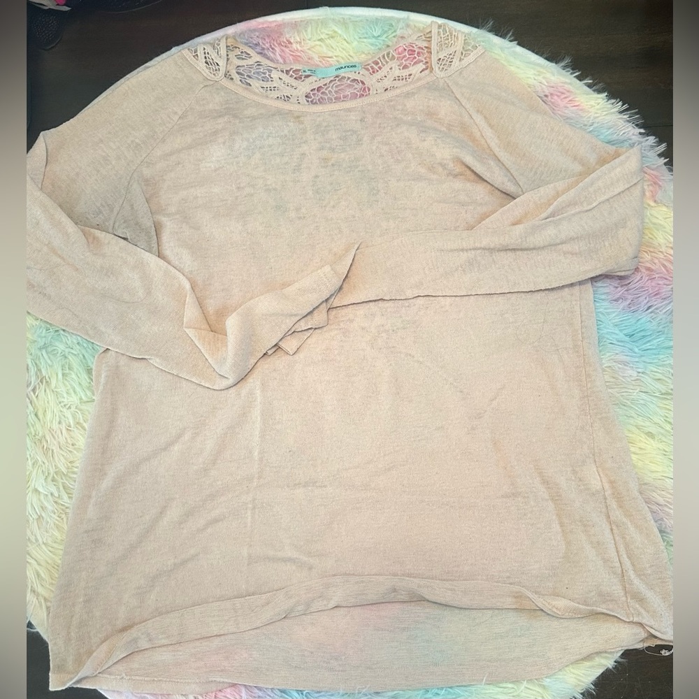 Pink XLarge crochet long sleeve top